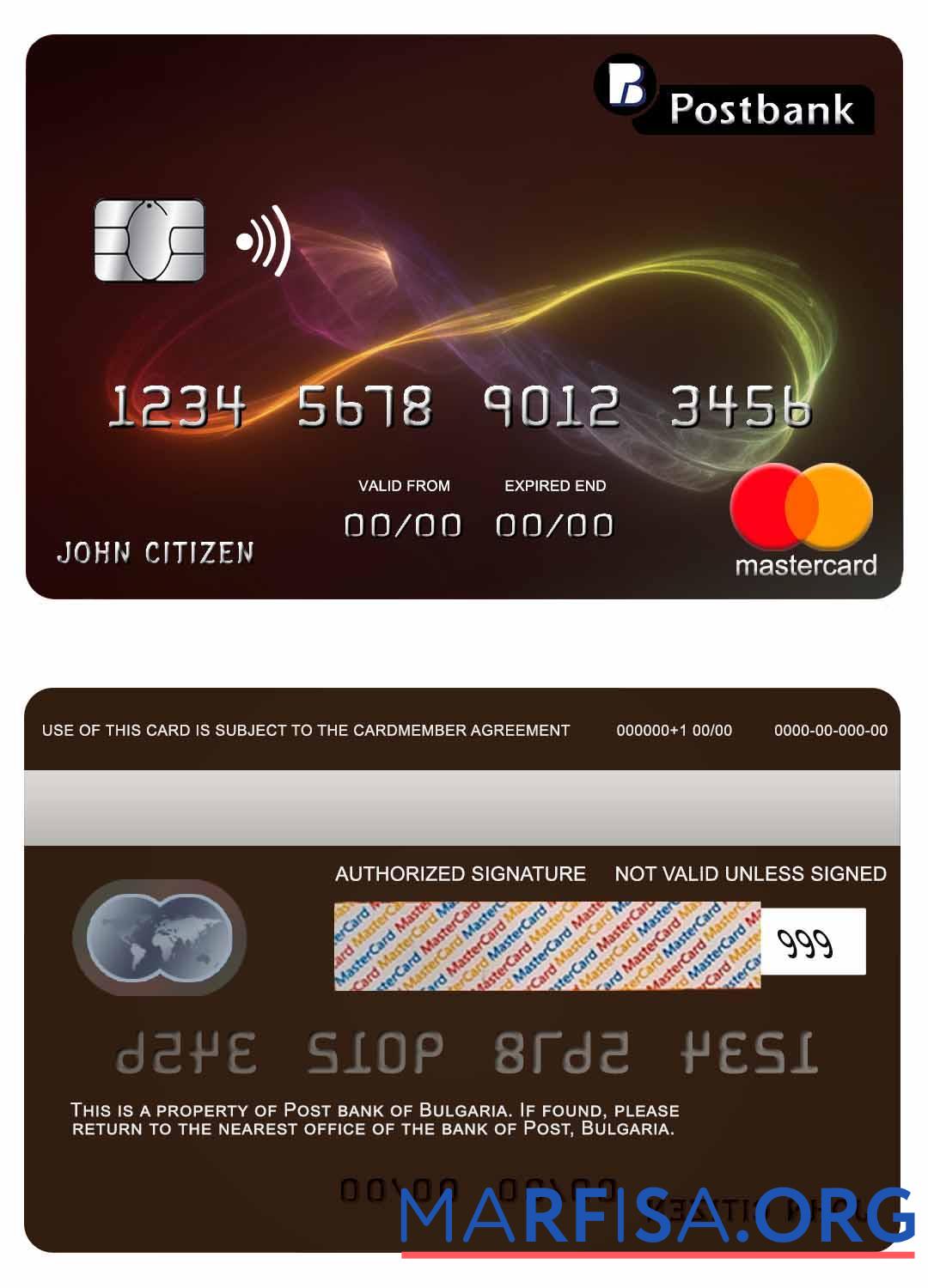 Downloadable Bulgaria Post bank mastercard real example
